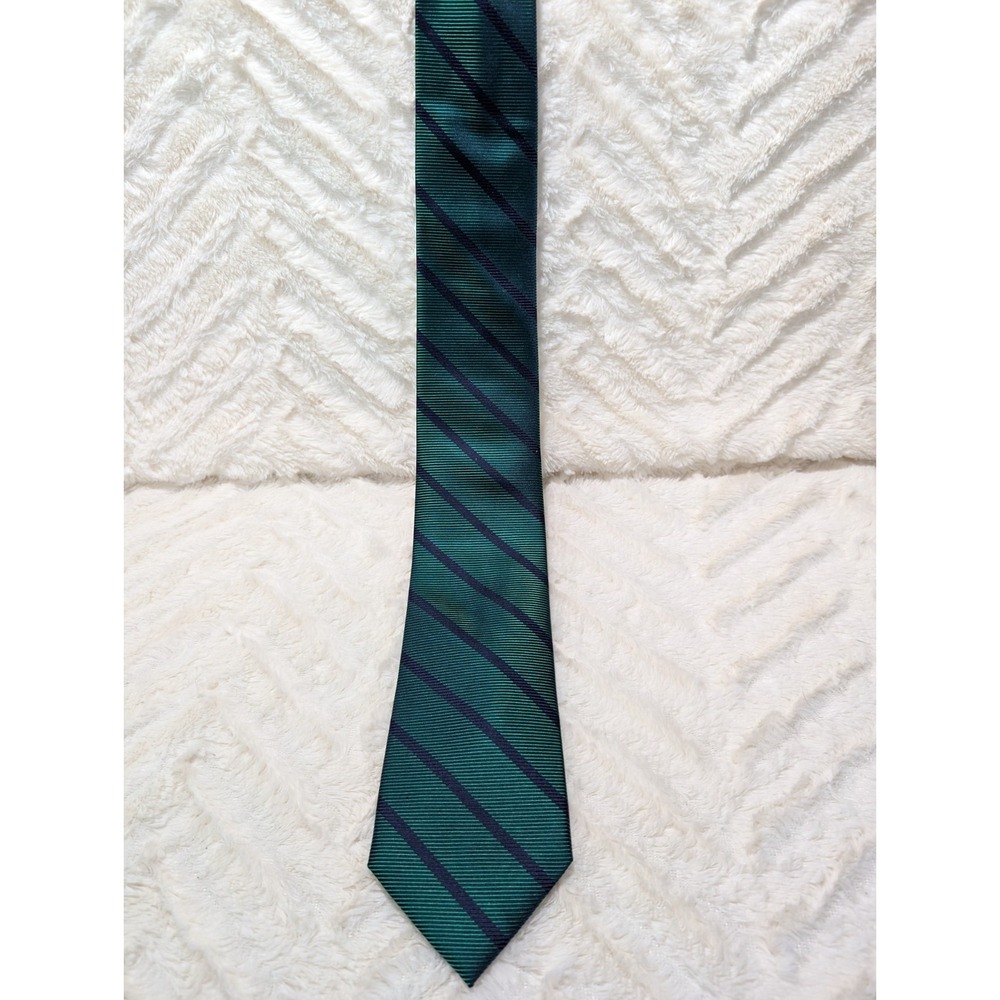 Tommy Hilfiger Men's Tie  Blue And GreenStriped Woven Silk‎